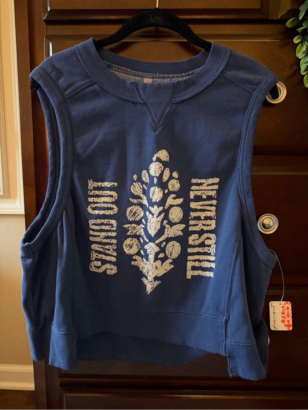FP Movement by Free People Navy Blue Graphic Muscle Tee